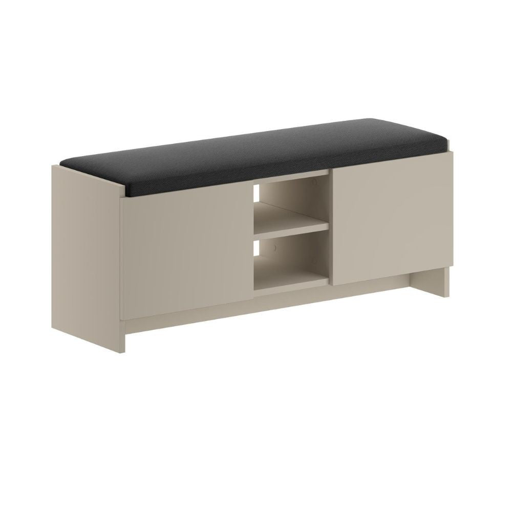 Panca scarpiera colore cashmere Zulla con cuscino e 2 ante