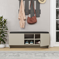 Panca scarpiera colore cashmere Zulla con cuscino e 2 ante