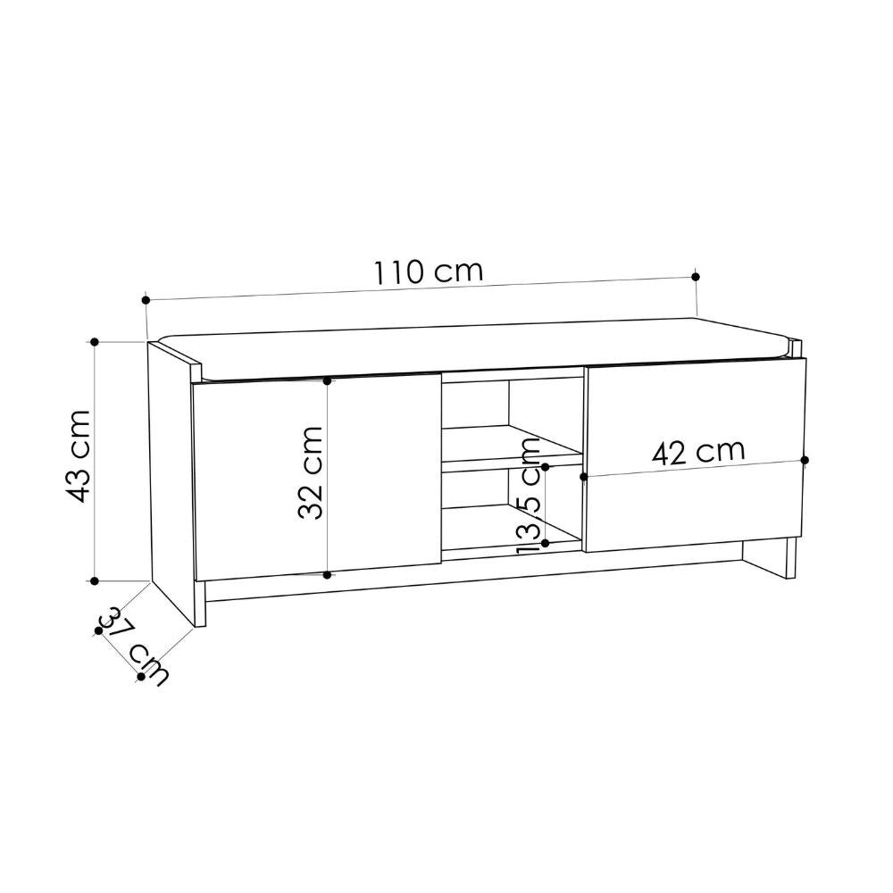 Panca scarpiera colore cashmere Zulla con cuscino e 2 ante