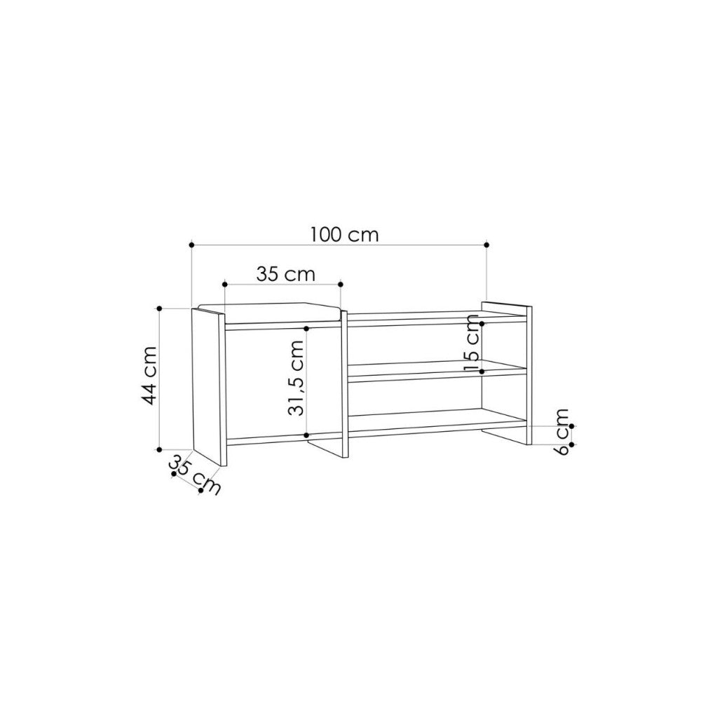 Panca scarpiera con anta e ripiani Sunno bianco 100x35x44