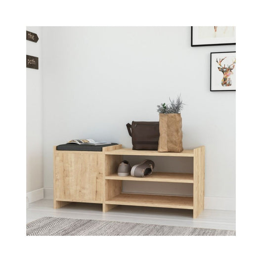 Panca scarpiera con anta e ripiani Sunno rovere 100x35x44