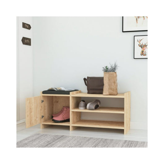 Panca scarpiera con anta e ripiani Sunno rovere 100x35x44