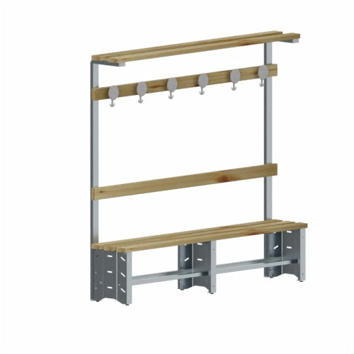 Panca da spogliatoio in metallo zincato con appendiabiti integrato cm. 200