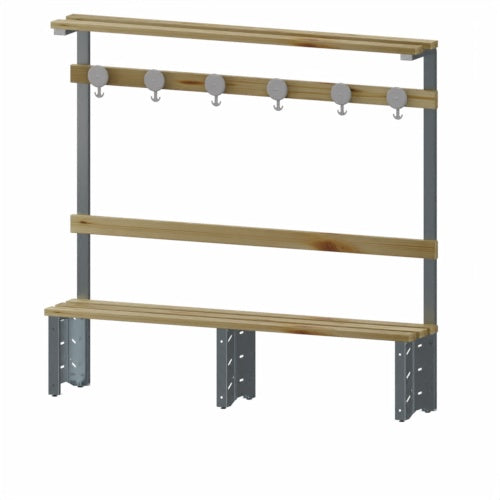 Panca da spogliatoio in metallo zincato con appendiabiti di cm. 200