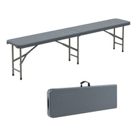 Panca pieghevole in plastica da 180 cm con manico e blocco, Sedile portatile pieghevole con capacit¨¤ di 600 kg Grigio-Panchine