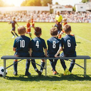 Panca pieghevole in plastica da 180 cm con manico e blocco, Sedile portatile pieghevole con capacit¨¤ di 600 kg Grigio-Panchine