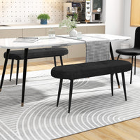 Panca rivestita con cuscino imbottito in spugna e gambe metalliche solide, Panca scarpiera da 113 cm Nero-Mobili da ingresso