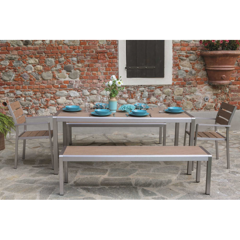 Panchina alluminio polywood seattle marrone cm 165x41h45