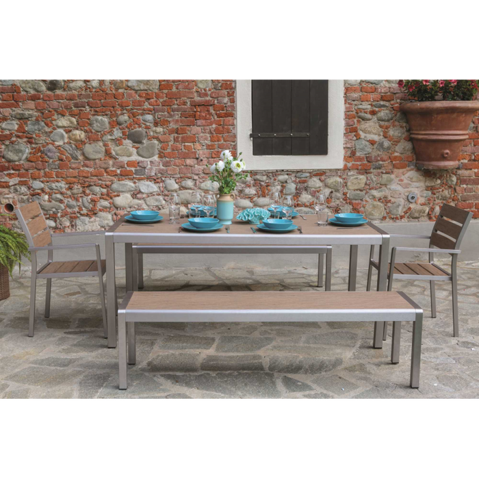 Panchina alluminio polywood seattle marrone cm 165x41h45