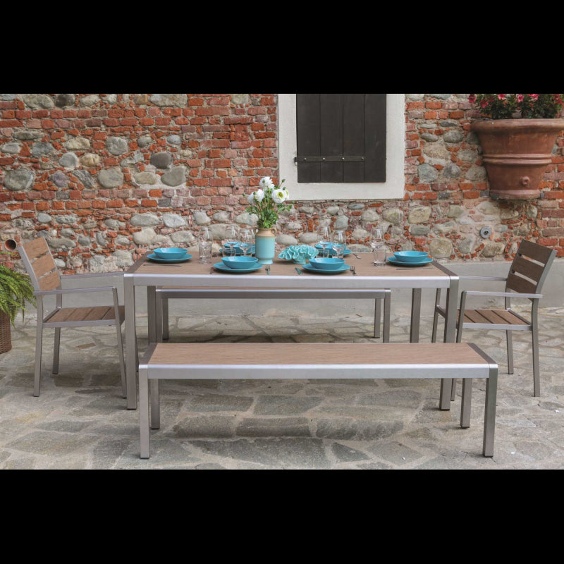 Panchina alluminio polywood seattle marrone cm165x41h45