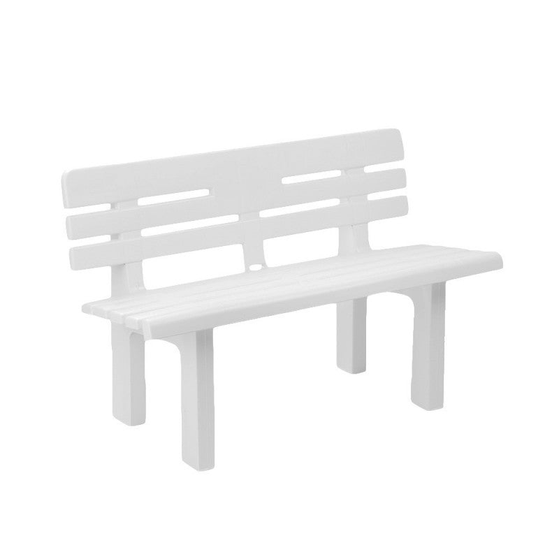 Panchina da giardino in resina bianca 110x52xH71 cm – Modello Genziana – Progarden