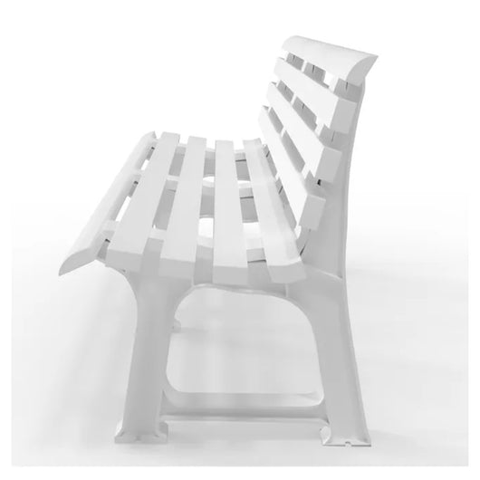 Trade Shop - Panchina Da Giardino Panca In Resina Da 3 Posti Colore Bianco 145x49x74 Cm 020363 -        