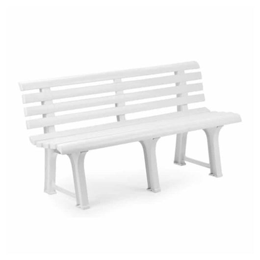 Trade Shop - Panchina Da Giardino Panca In Resina Da 3 Posti Colore Bianco 145x49x74 Cm 020363 -        