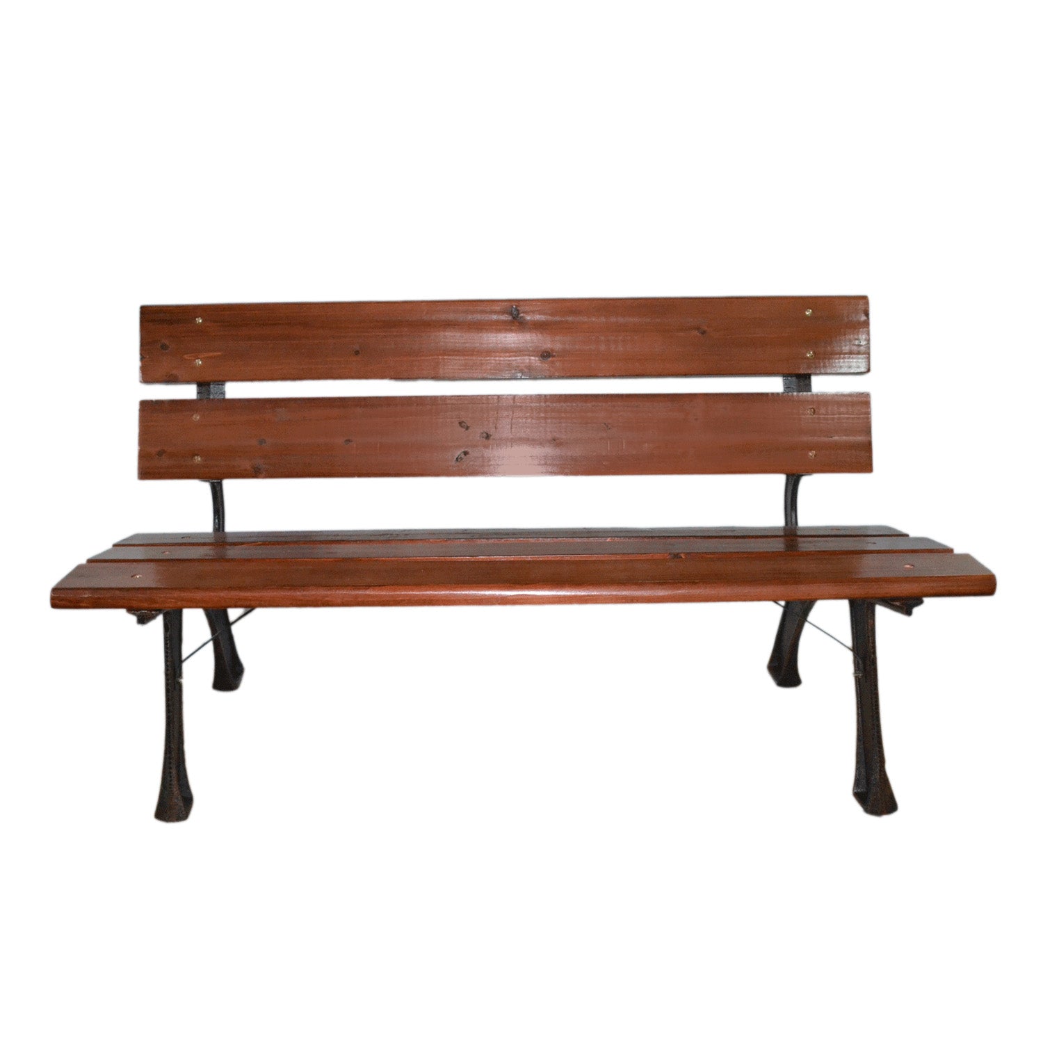 Hyde Park Junior - Panchina da giardino in legno impregnato e ghisa. Panca per esterno 2 posti. 122x60xH72 cm