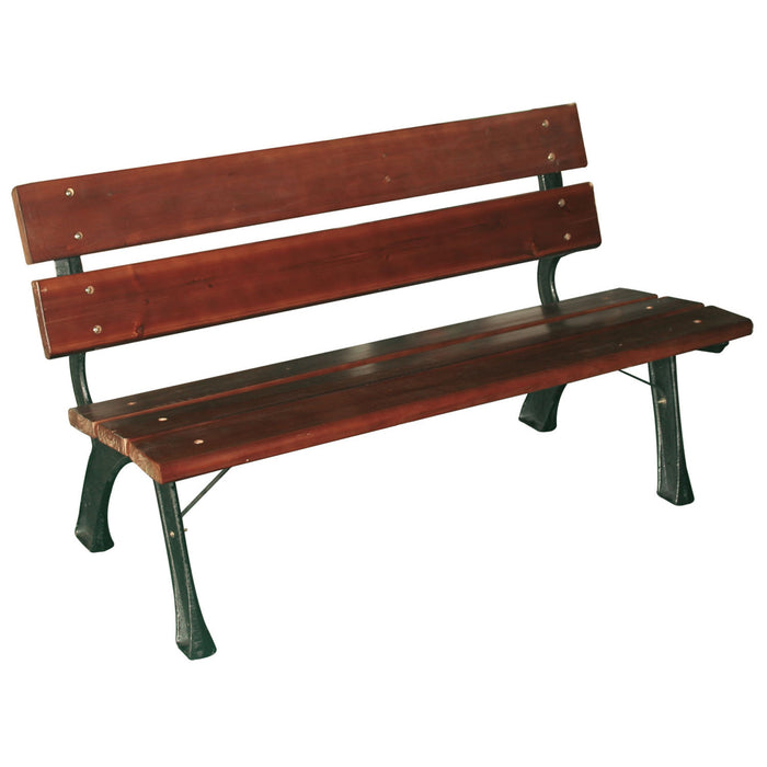 Hyde Park Junior - Panchina da giardino in legno impregnato e ghisa. Panca per esterno 2 posti. 122x60xH72 cm