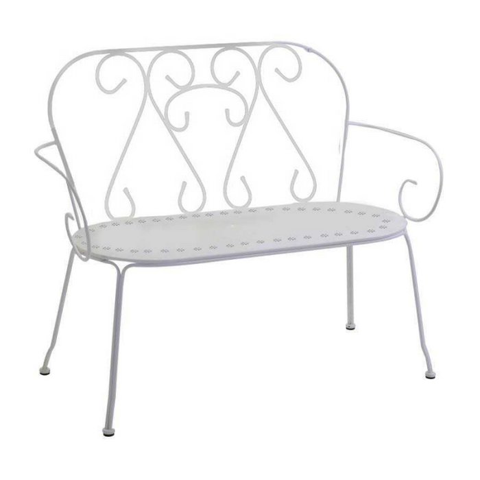 Panchina metallo new old bianco crema cm 105x48h88