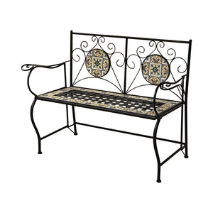 Panchina Positano Ferro Battuto E Mosaico Cm 120x57x90