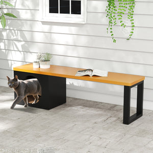 Panchina da esterno in metallo lunga 150cm con cuccia per gatti, Panchina senza schienale resistente alle intemperie Caff¨¨-Panchine