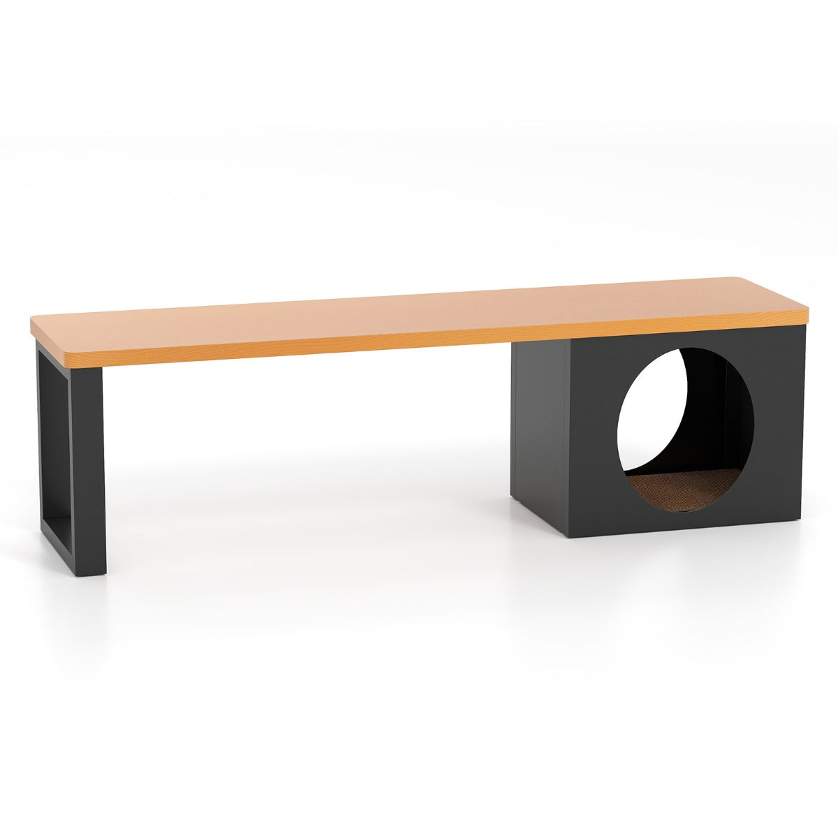 Panchina da esterno in metallo lunga 150cm con cuccia per gatti, Panchina senza schienale resistente alle intemperie Caff¨¨-Panchine