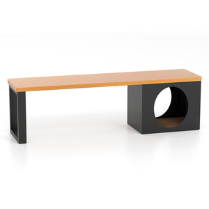 Panchina da esterno in metallo lunga 150cm con cuccia per gatti, Panchina senza schienale resistente alle intemperie Caff¨¨-Panchine