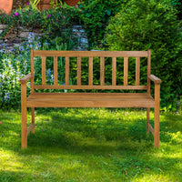 Panchina da esterno a 2 posti con sedile a doghe braccioli e schienale, Panca per veranda giardino 122x56,5x86cm-Panchine