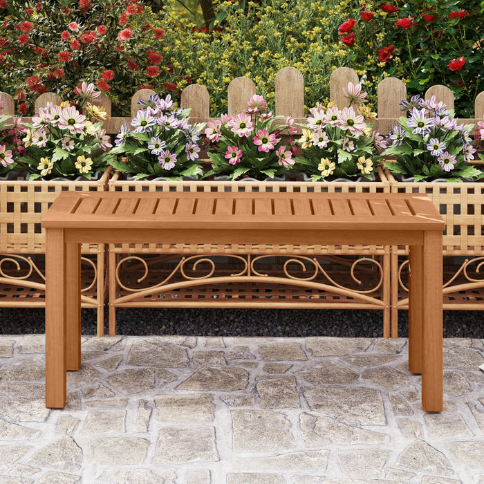 Panchina in legno da esterno con sedile a listoni, Panchina da pranzo senza schienale per patio Naturale-Panchine