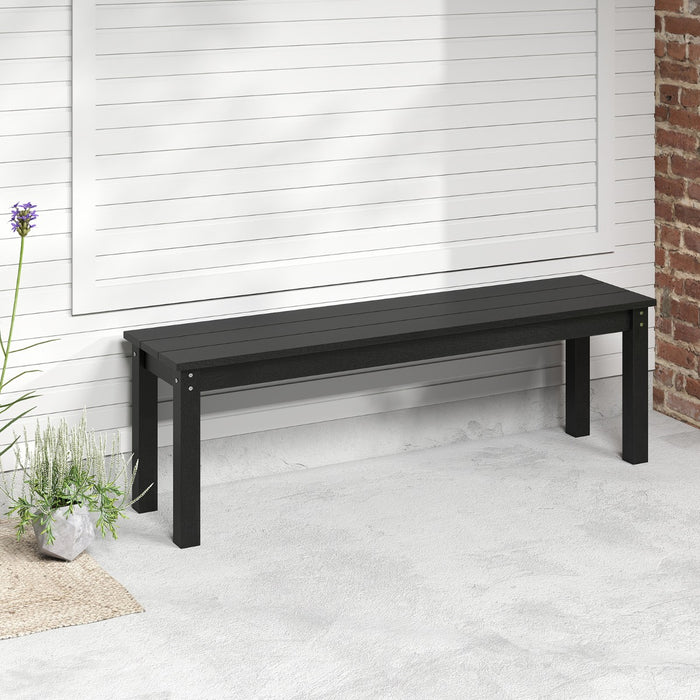 Panchina senza schienale per 2-3 persone resistente alle intemperie per patio, Panchina da esterno in HDPE da 140 cm Nero-Panchine