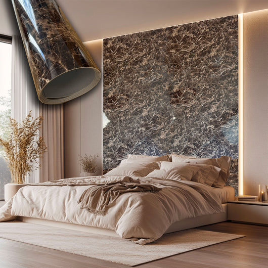 Rotolo da 3,6mq Rivestimento AUTOADESIVO in SXP thermo/acustico MARMO LUCIDO HI-RES 1200x3000x2,5mm HYDRO. Col. 10