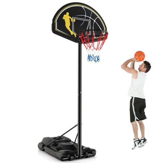 Canestro da basket portatile regolabile da 130 a 305 cm ruote e base ricaricabile resistente agli agenti atmosferici per interni ed esterni Nero 20_0005059