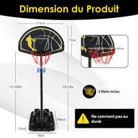 Canestro da basket portatile regolabile da 130 a 305 cm ruote e base ricaricabile resistente agli agenti atmosferici per interni ed esterni Nero 20_0005059