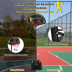 Canestro da basket portatile regolabile da 130 a 305 cm ruote e base ricaricabile resistente agli agenti atmosferici per interni ed esterni Nero 20_0005059