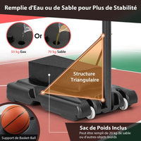 Canestro da basket autoportante con altezza regolabile su 11 livelli 135-305 cm Set basket con base ricaricabile 20_0008972