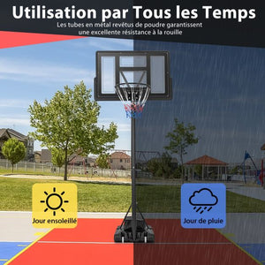 Canestro da basket autoportante con altezza regolabile su 11 livelli 135-305 cm Set basket con base ricaricabile 20_0008972