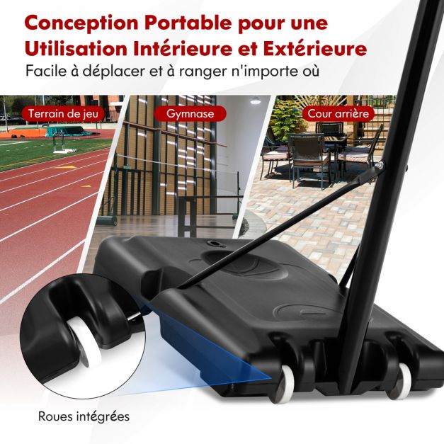 Canestro basket su cavalletto regolabile in altezza 130-305 cm 12 livelli con ruote movibili 2 reti base zavorrata 20_0006328