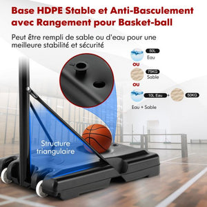 Canestro basket su cavalletto regolabile in altezza 130-305 cm 12 livelli con ruote movibili 2 reti base zavorrata 20_0006328