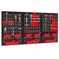 Scaffale porta componenti con 9 contenitori-Organizzatore da parete con pannello forato Rosso