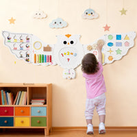 Pannelli muro attivit¨¤ gufo tavola gioco 11 in 1 per bambini, Pannelli muro attivit¨¤ gufo centro montessori in legno Bianco-Giocattoli educativi