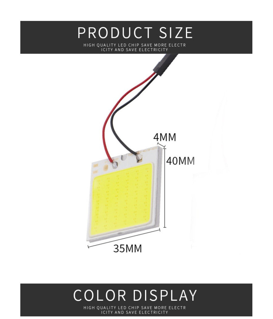 Pannello Led Cob Chip Luce Cortesia Interno Auto Adattatore T10         