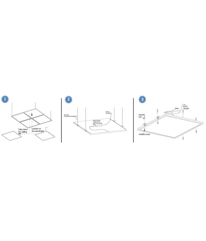 Pannello 48w Luce Led Quadrato 60x60 Cm Incasso Sospensione Plafoniera Bianco         
