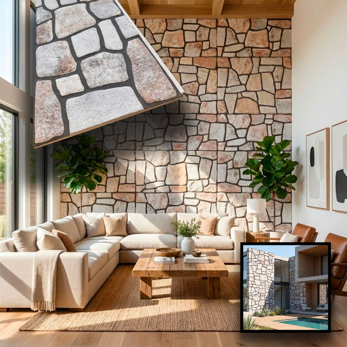 CAPPOTTO esterno - interno isolante in STYROFOAM 3D spess. 3,5cm (120x50cm) con resine e malta Pietra levigata