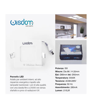 Pannello A Led Tondo O Quadrato Ad Da Incasso Luce Fredda Calda Neutra Wisdom         