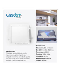 Pannello A Led Tondo O Quadrato Ad Da Incasso Luce Fredda Calda Neutra Wisdom  -bianco Freddo-24 Watt -quadrato    -