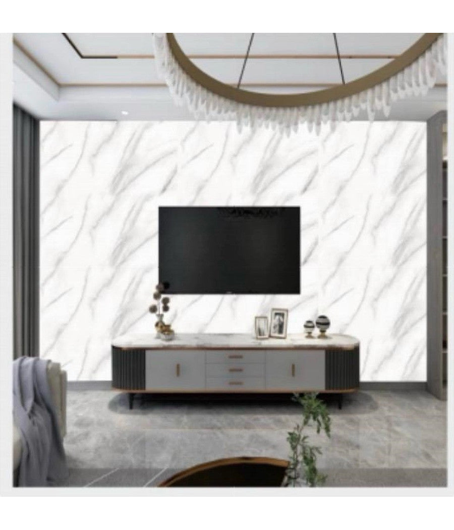 Pannello Adesivo Effetto Marmo Bianco Con Venature Pareti Paraschizzi 300 X 60cm         