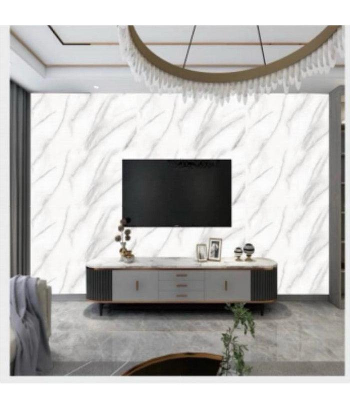 Pannello Adesivo Effetto Marmo Bianco Con Venature Pareti Paraschizzi 300 X 60cm         