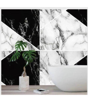 Pannello Adesivo Effetto Marmo Bianco Nero Pareti Paraschizzi 300 X 60 Cm Stanza         