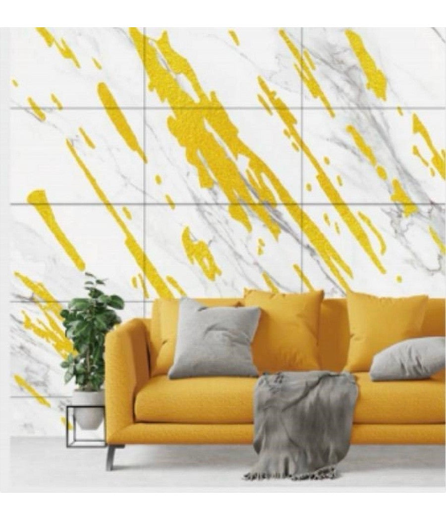 Pannello Adesivo Effetto Marmo Bianco Striato Oro Pareti Paraschizzi 300 X 60 Cm         