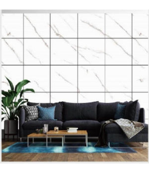 Pannello Adesivo Effetto Marmo Bianco Striato Pareti Paraschizzi 300x60cm Stanza         