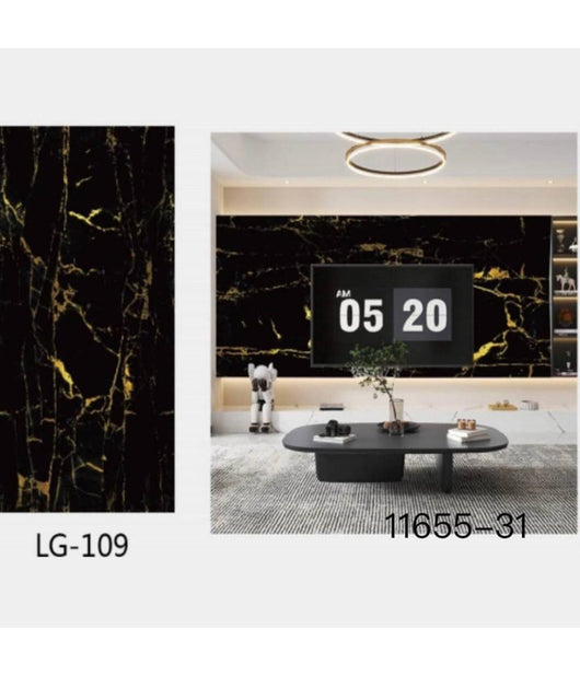 Pannello Adesivo Effetto Marmo Nero Dorato Pareti Paraschizzi 300 X 60 Cm Stanza         