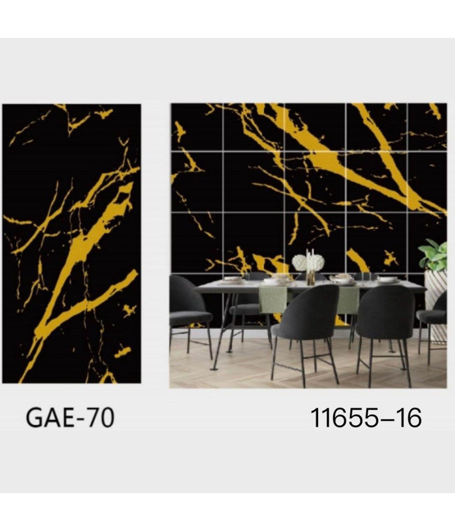 Pannello Adesivo Effetto Marmo Nero Striato Oro Pareti Paraschizzi 300x60cm Stanza         