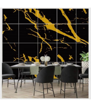 Pannello Adesivo Effetto Marmo Nero Striato Oro Pareti Paraschizzi 300x60cm Stanza         